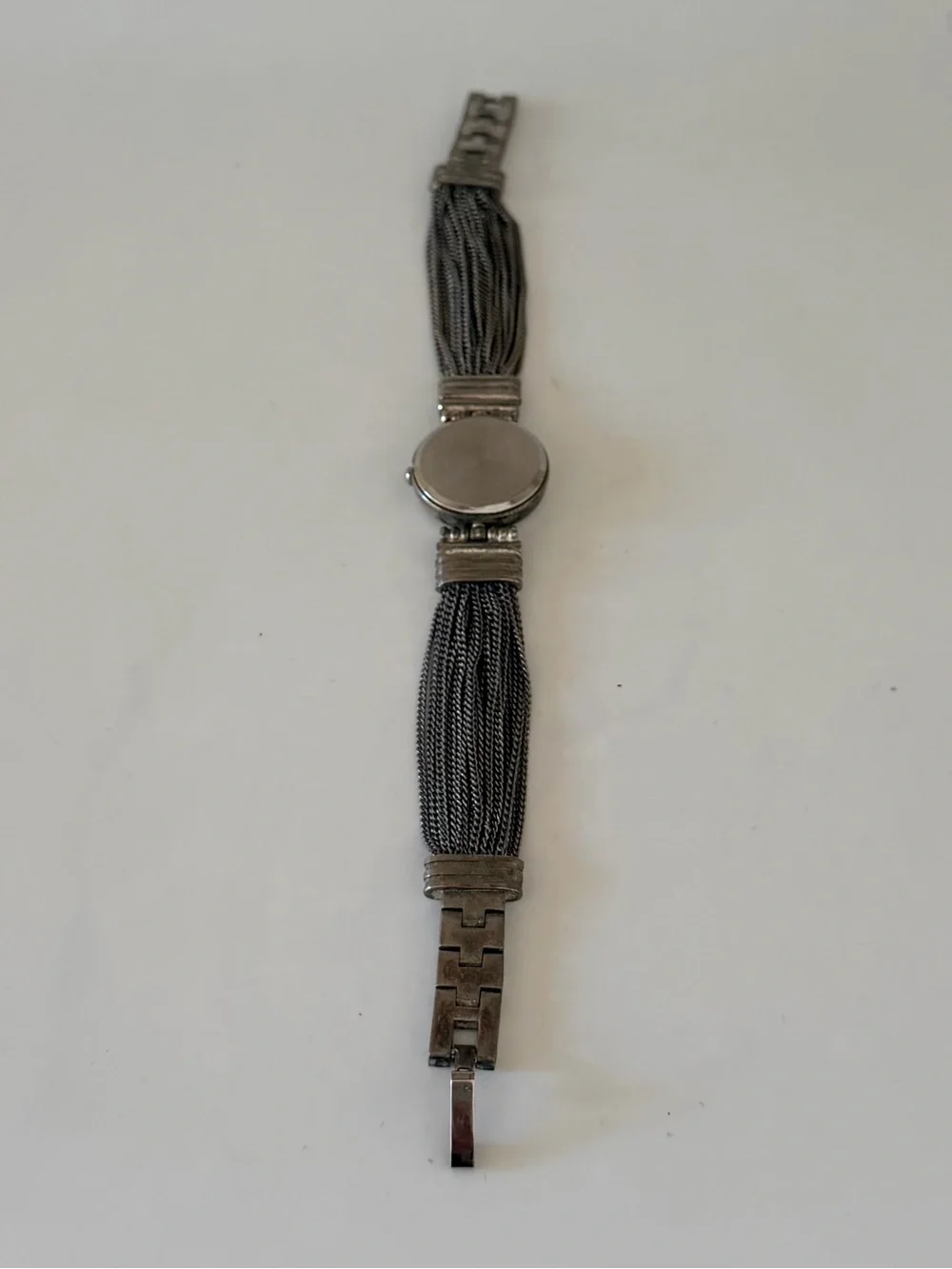 Tangent Silver-Tone Quartz Chain Link Watch